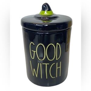 Rae Dunn Black Wicked Witch Ceramic Canister with Witch Hat Lid